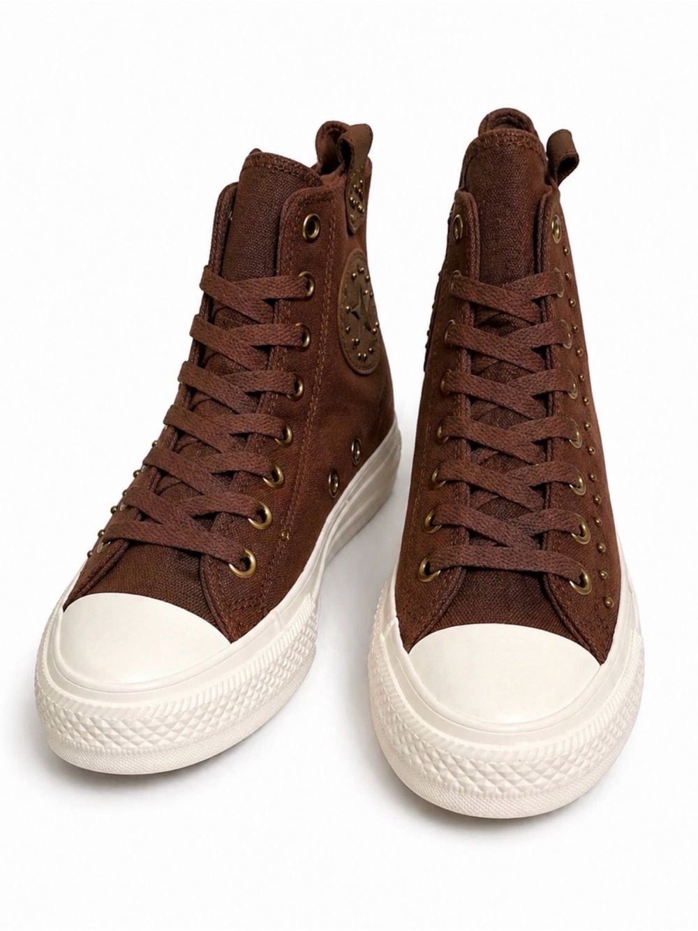 Brown High-Top Canvas Sneakers